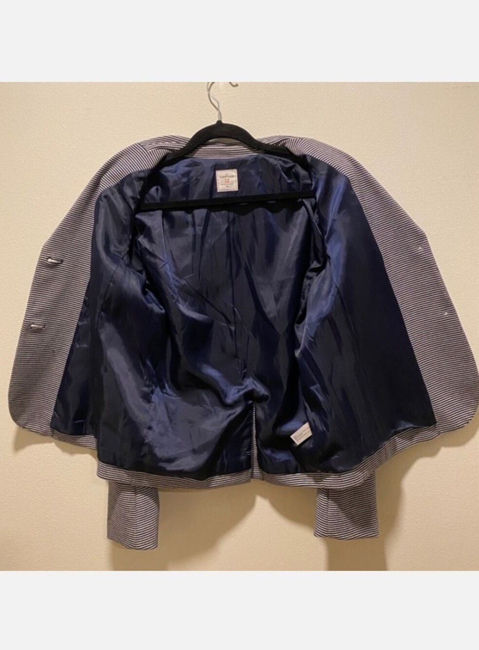 GAP Academy Navy and White Striped Knit Blazer - Picture 6 of 9